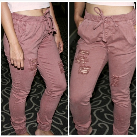 Blush Distress Cargo Jeggings - Picture 2 of 3
