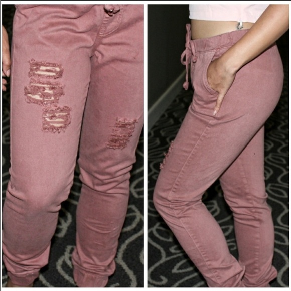 Blush Distress Cargo Jeggings - Picture 3 of 3