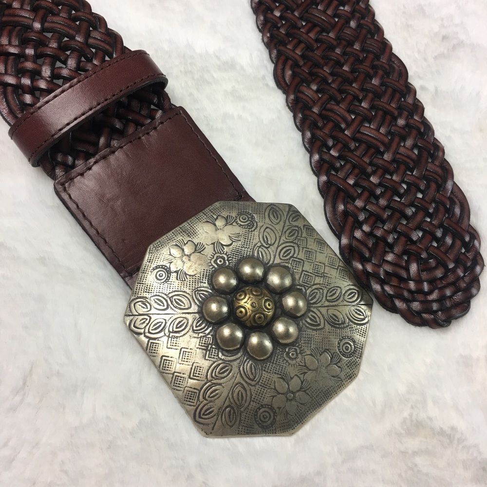 FOSSIL BRAIDED LEATHER BELT SMALL BROWN