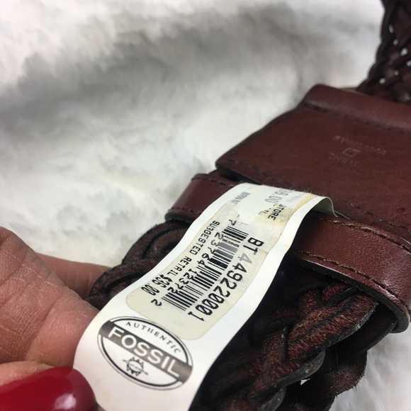 FOSSIL BRAIDED LEATHER BELT SMALL BROWN main image 5