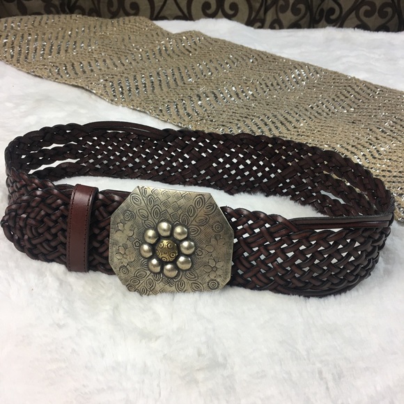 FOSSIL BRAIDED LEATHER BELT SMALL BROWN main image 4