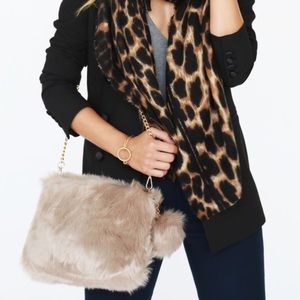 Taupe faux fur convertible chain bag