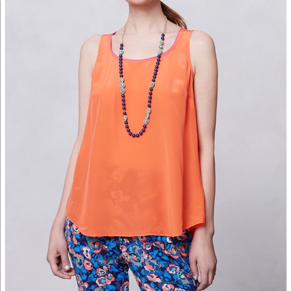 Anthropologie Maeve Silk Size 2 Orange