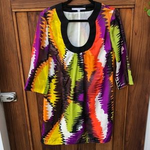 Trina Turk silk yoke neck dress