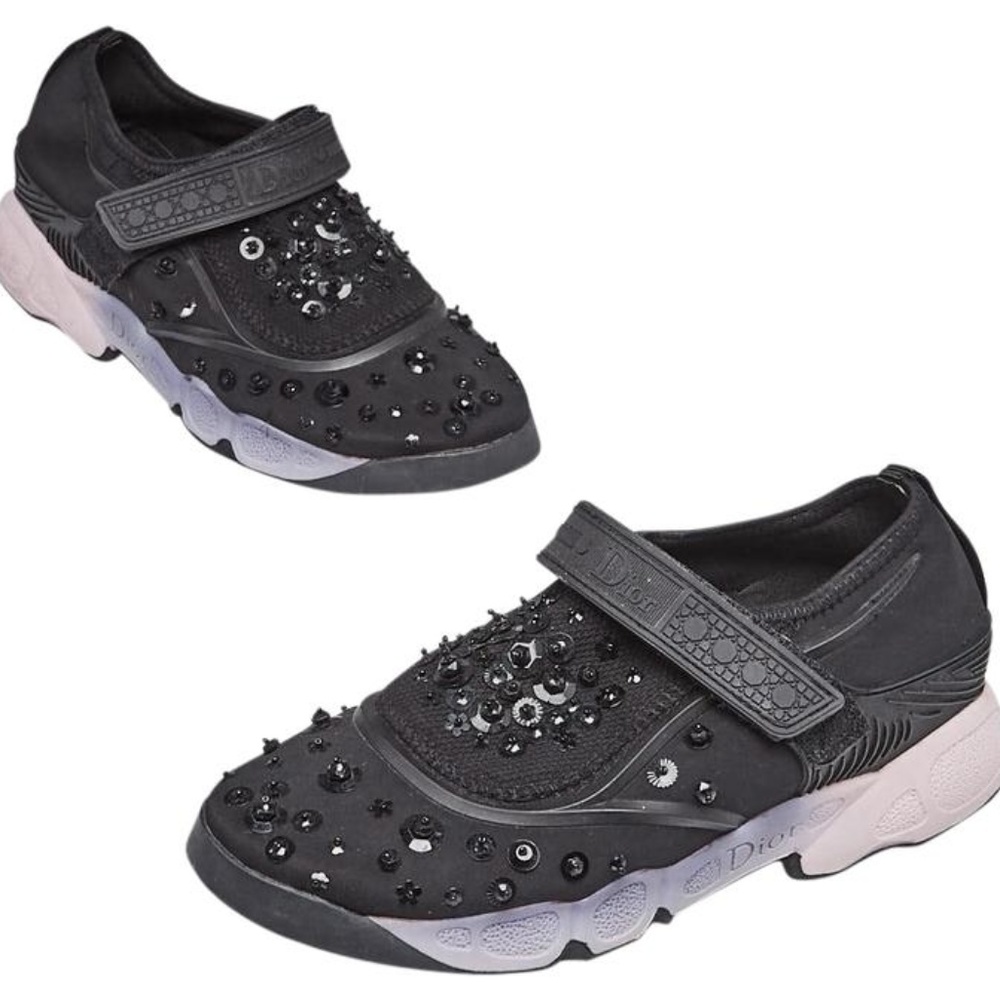 DIOR Black Fabric Embellished Fusion Sneaker, 6M - Picture 1 of 4