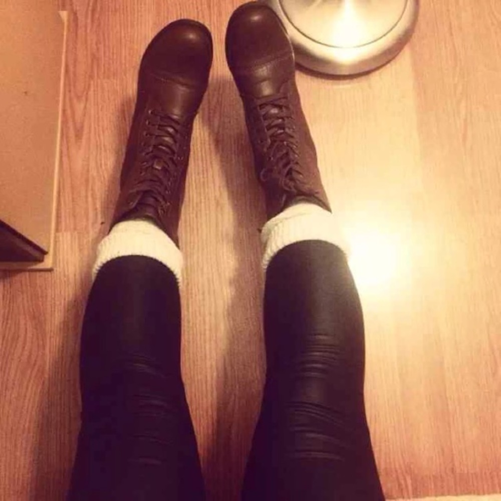 Brown combat boots