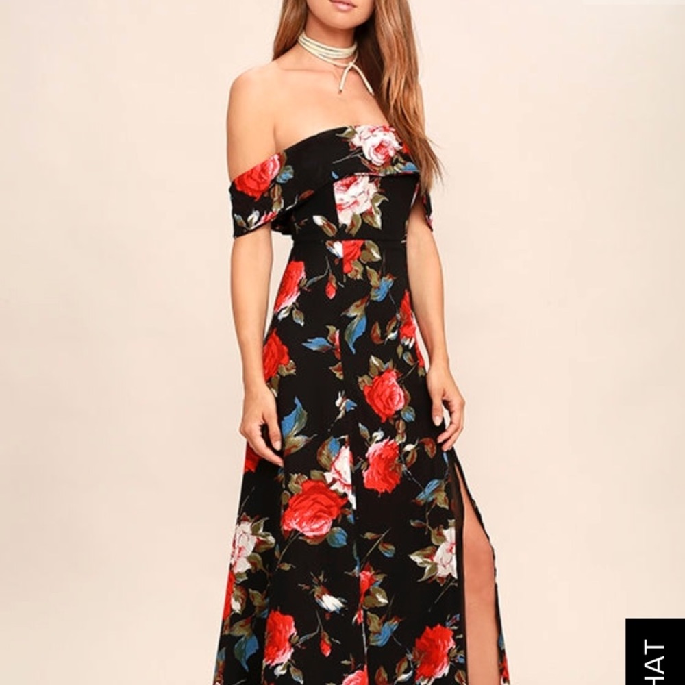 floral off shoulder maxi dress. Size small. Lulus