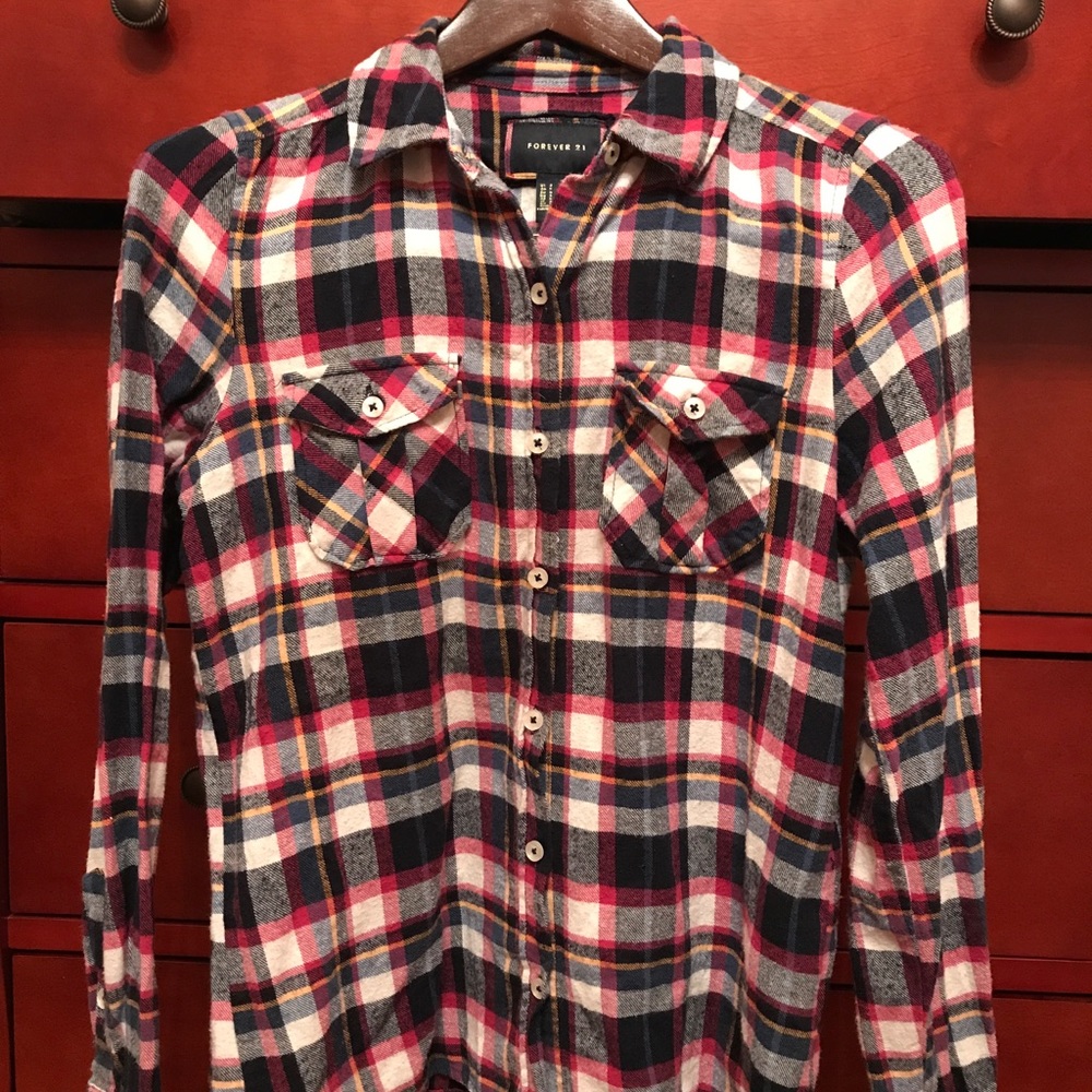 Forever 21 S Plaid Flannel shirt long sleeve