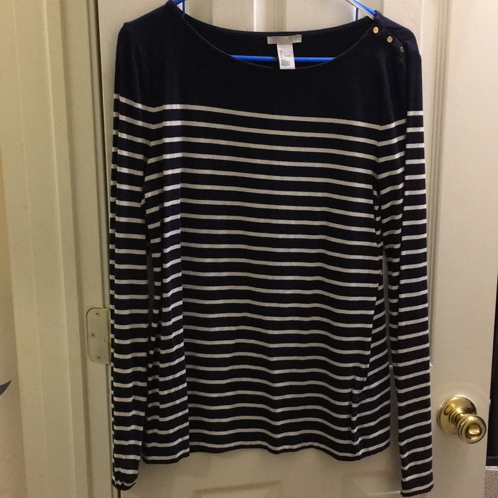 Navy blue striped long sleeve top