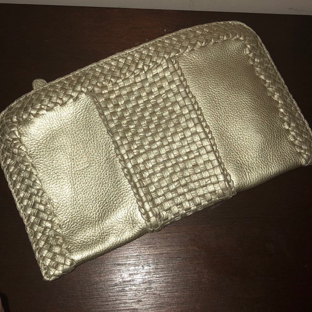 Sondra Roberts Pale Gold Leather Clutch