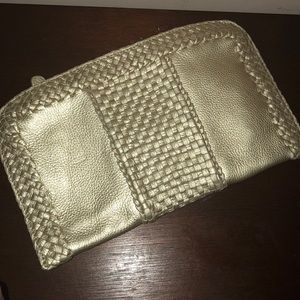 Sondra Roberts Pale Gold Leather Clutch