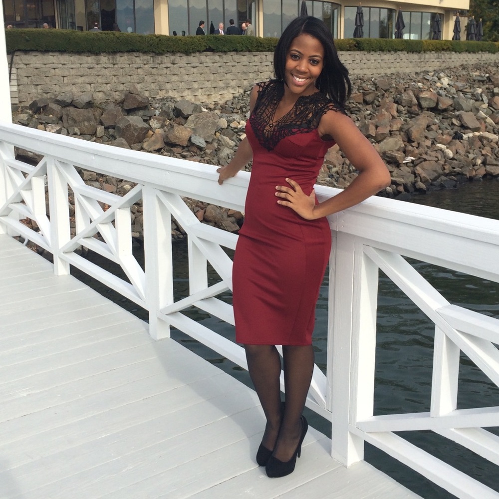 Burgundy Red Midi Dress