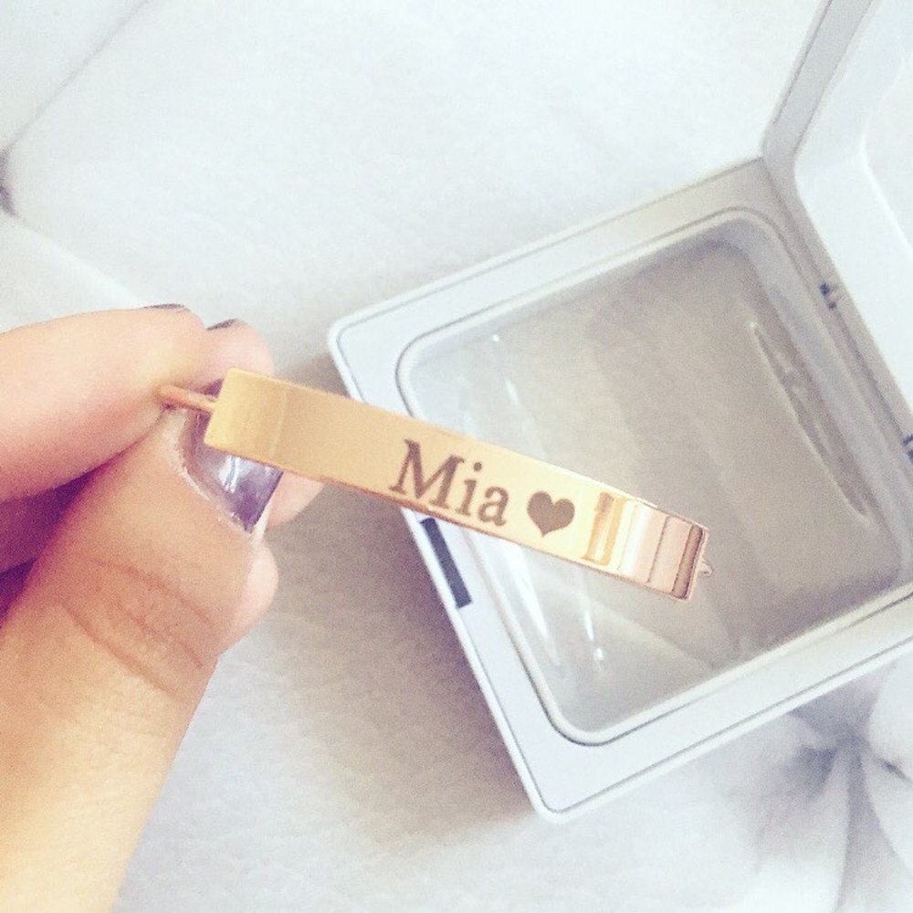Personalized bangle bracelet engraved