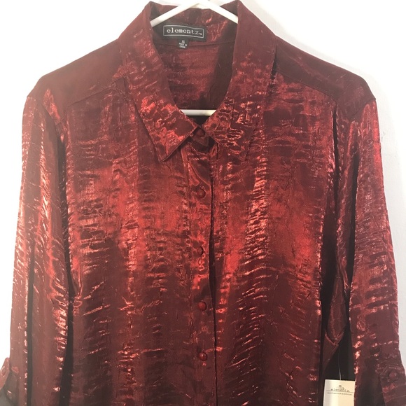 NEW! Holiday Red Shiny Top! Size XL - Picture 1 of 7