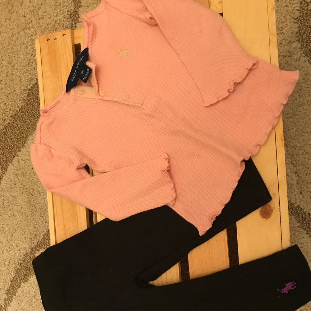 Ralph Lauren 9 Month top & pant pink black