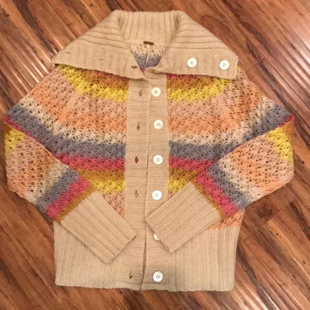 Free People Mohair Pastel Rainbow Cardigan!