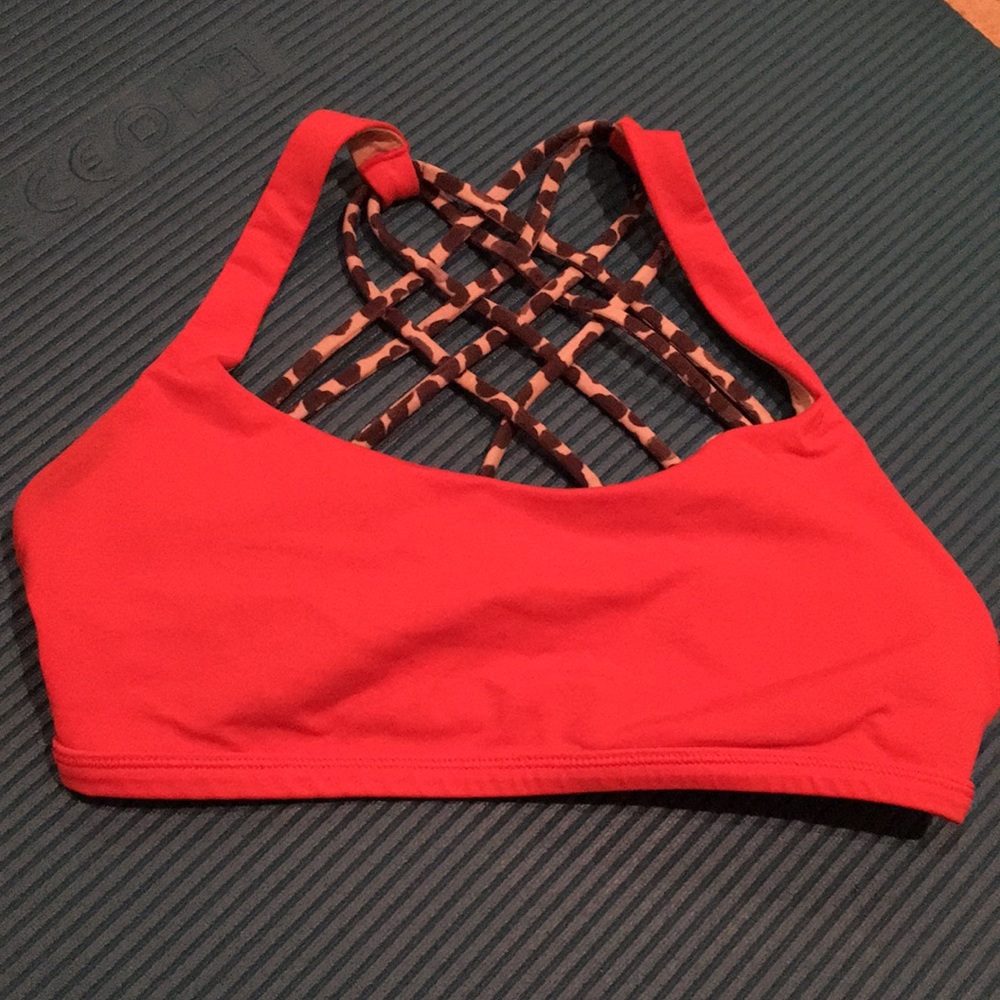 lululemon red and cheetah sports bra