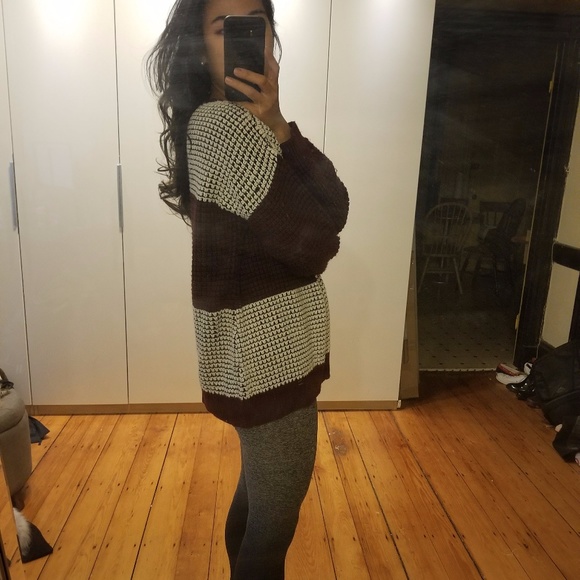 Chunky Sweater - Red/Burgundy + B&W - Picture 2 of 6