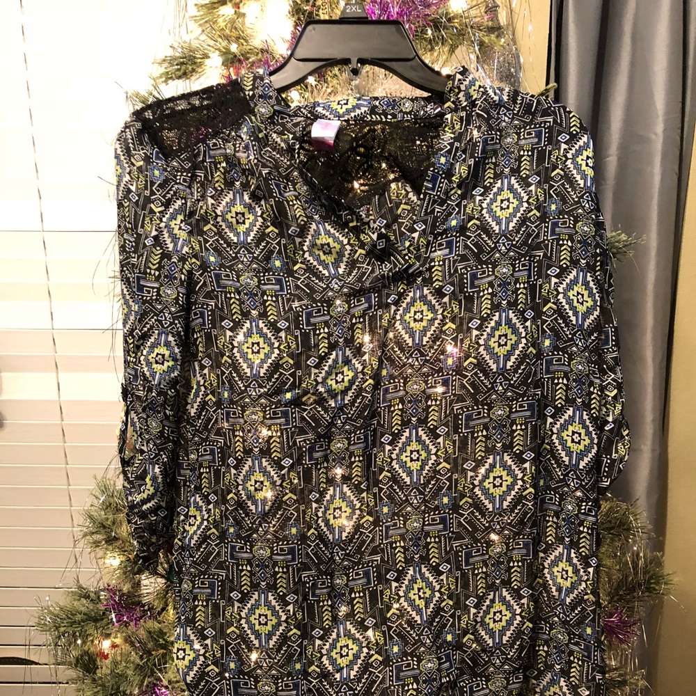 Sheer, Lace Back Blouse