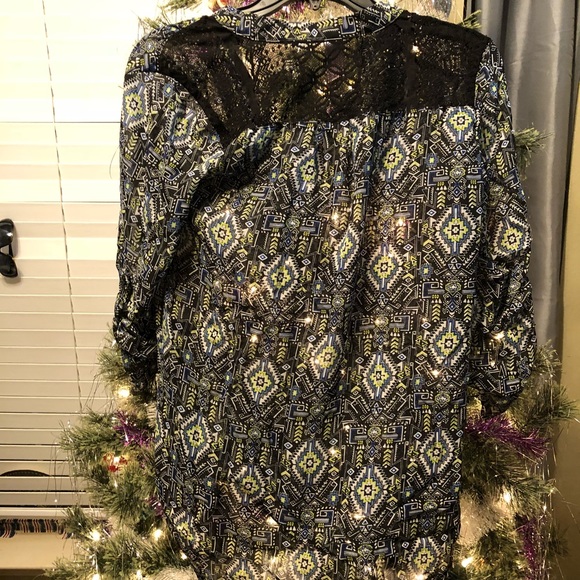 Sheer, Lace Back Blouse - Picture 2 of 6