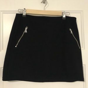 Navy Wool Miniskirt with Zipper Detail