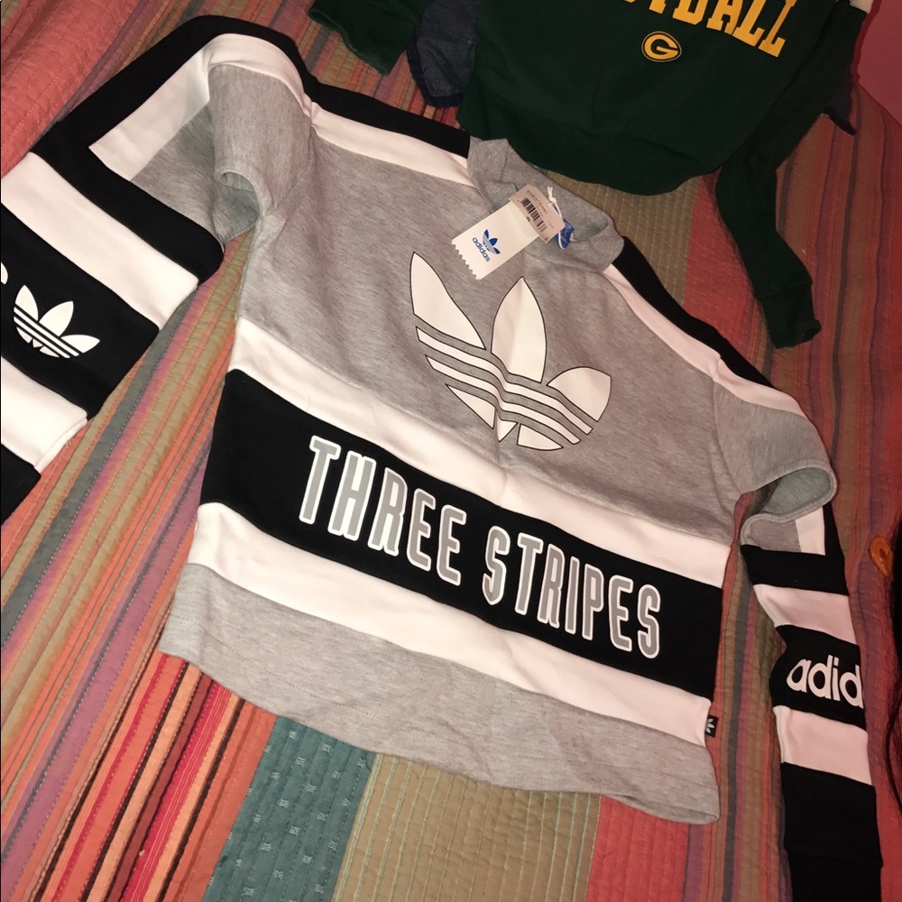 Adidas Crop Three Stripes Sweater