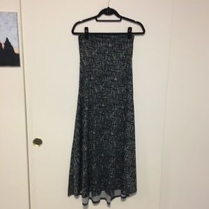 Maxi dress skirt black blue green white dots