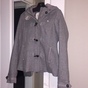 Abercrombie gray wool hooded jacket