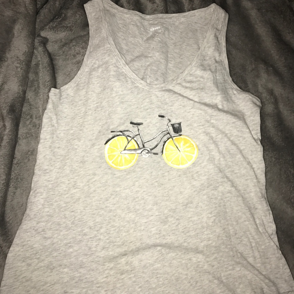 Tank Top with a Lemon Slice Bicycle on It