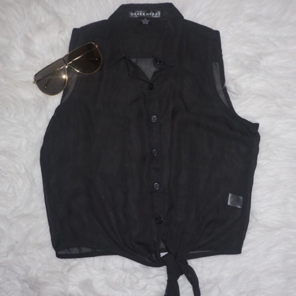 Derek Heart Sheer Front Tie Top