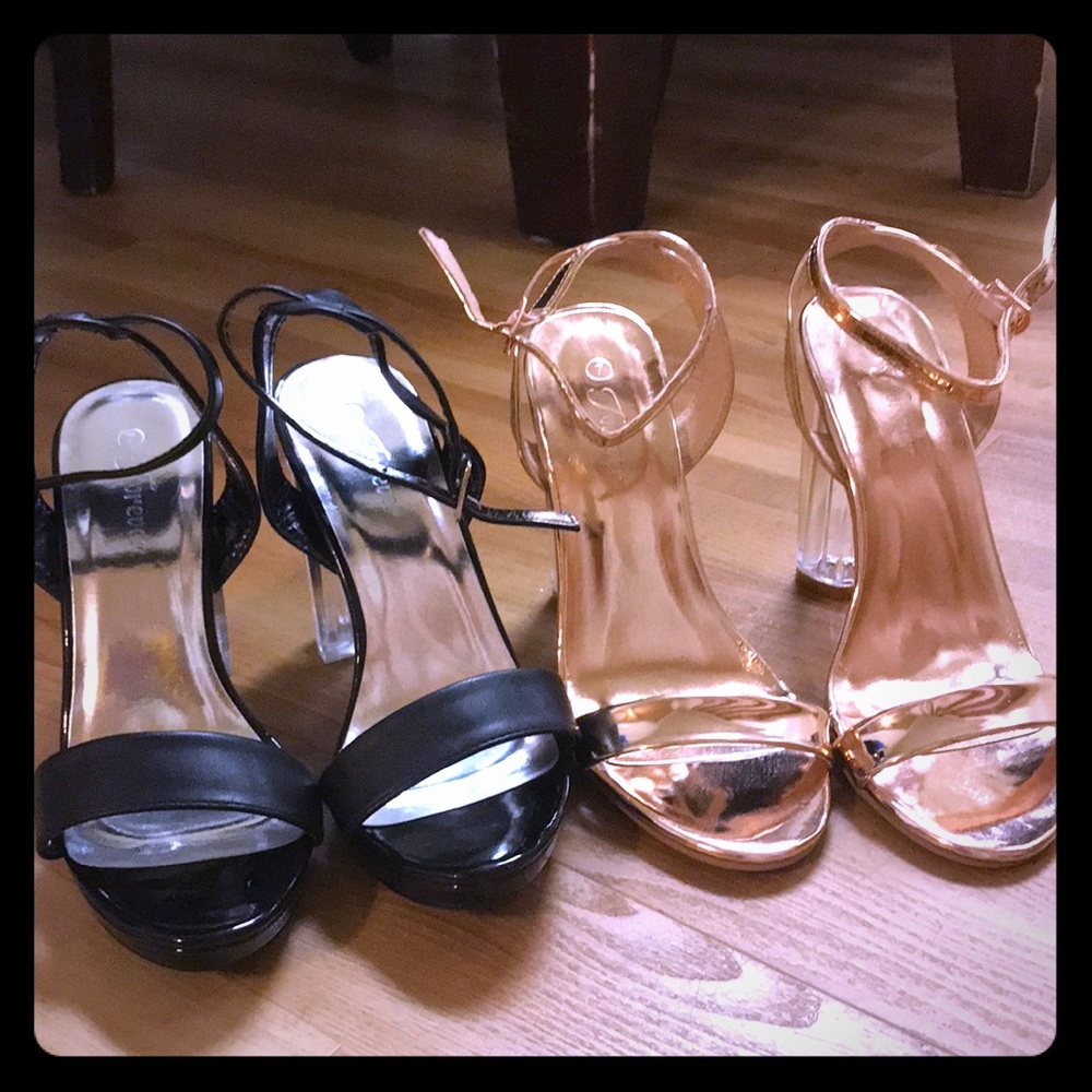 REPOSH! Clear block strappy heel bundle! 2-for-1!