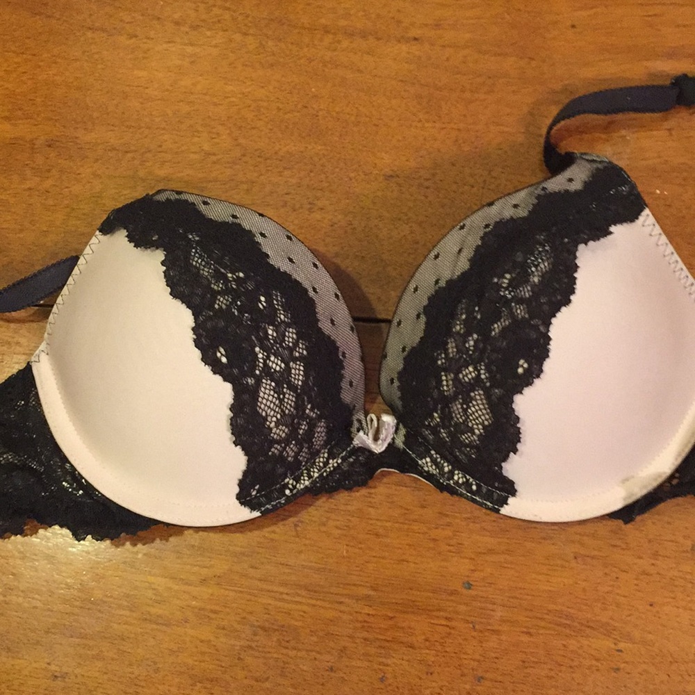Pink and black bra