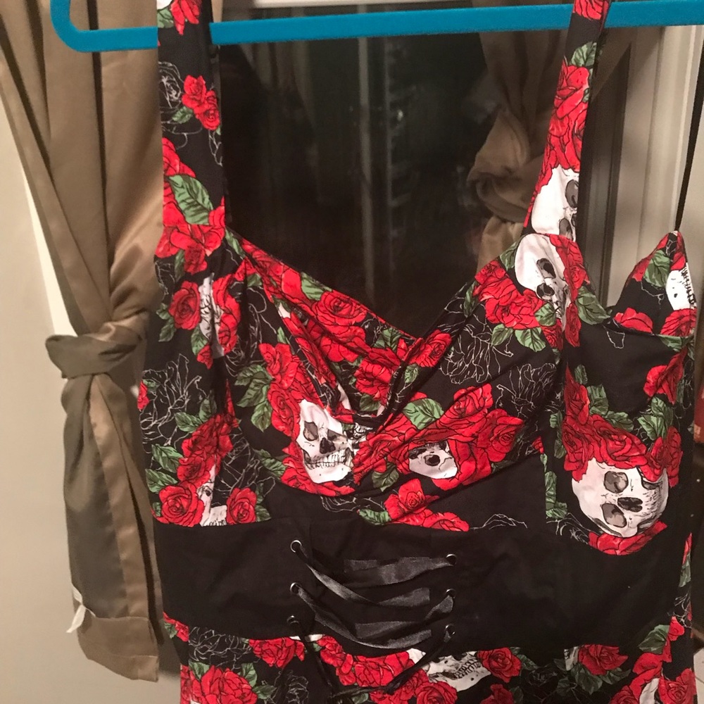 Plus sized 50s inspired skull and roses dress!