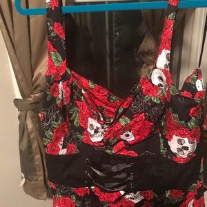 Plus sized 50s inspired skull and roses dress!