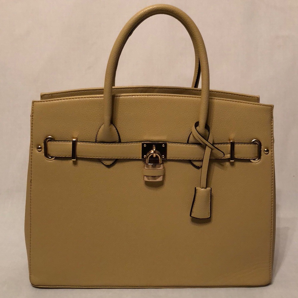 Tan Oversized Handbag with Buckle