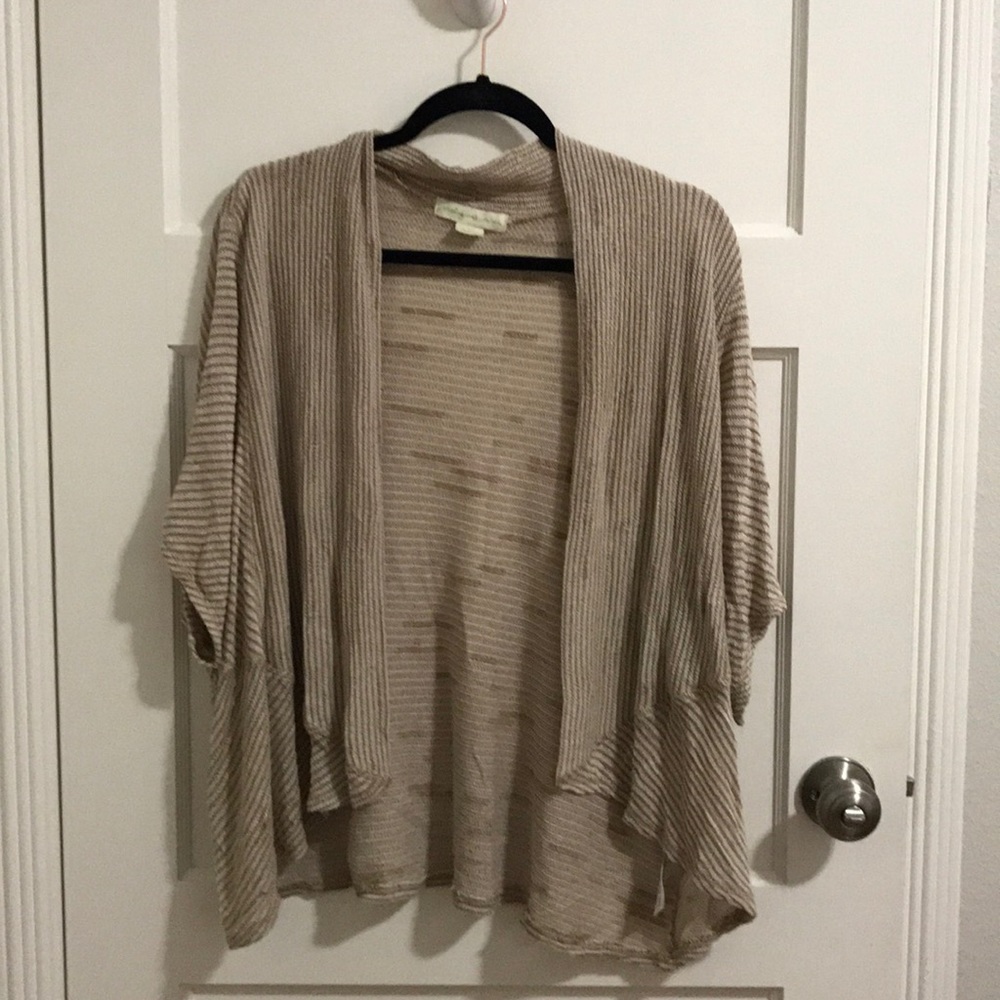 Slouchy cream and light brown shrug