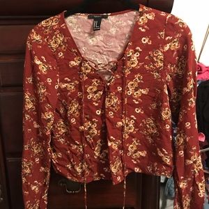 F21 long sleeved cropped blouse