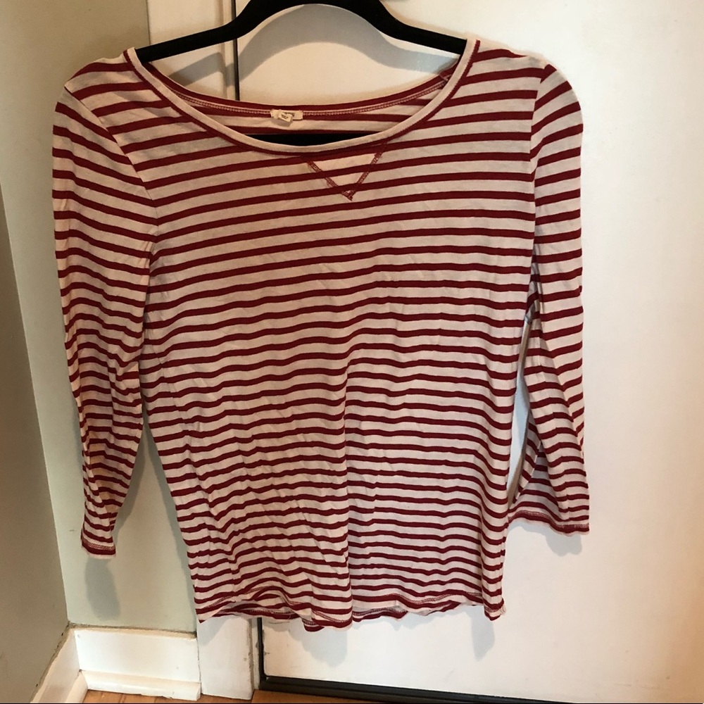 JCrew red striped crew neck tee