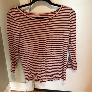 JCrew red striped crew neck tee