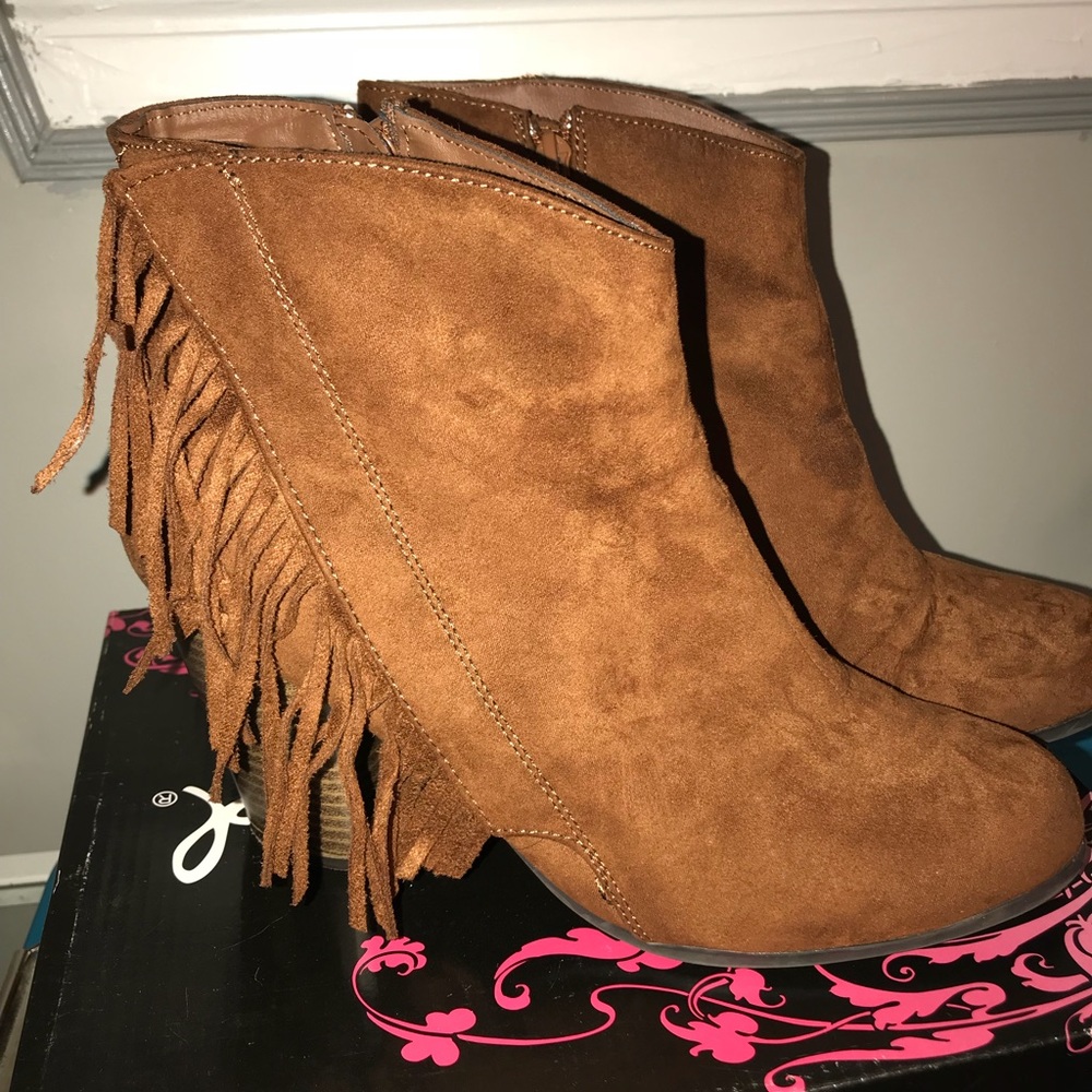 Suede Fringe Booties