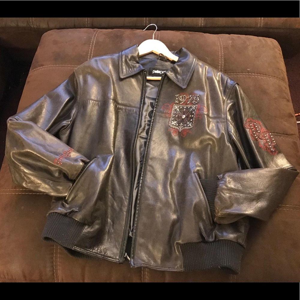 Pelle studded  fashion Leather Jacket unisex