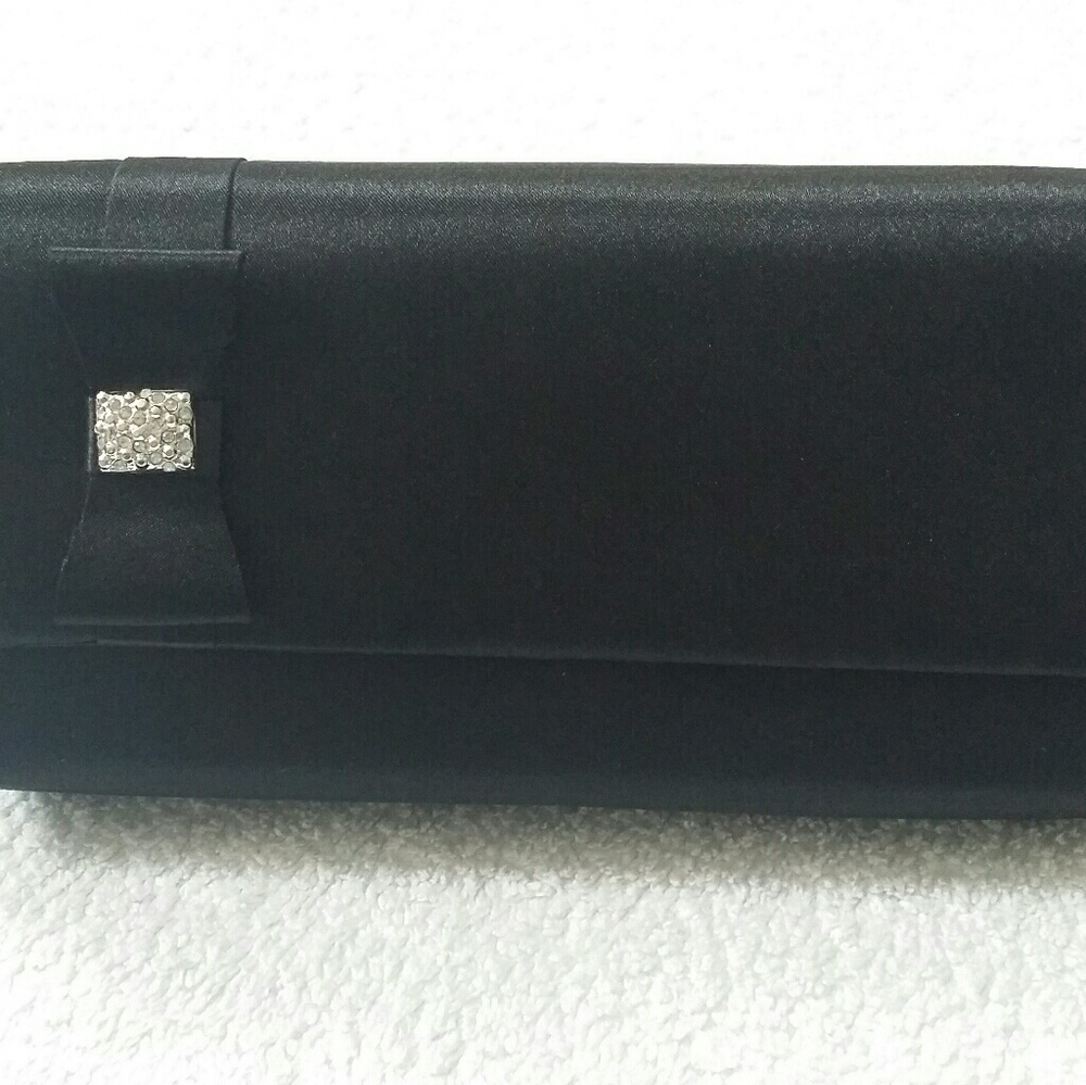 Camille La Vie Black Satin Clutch
