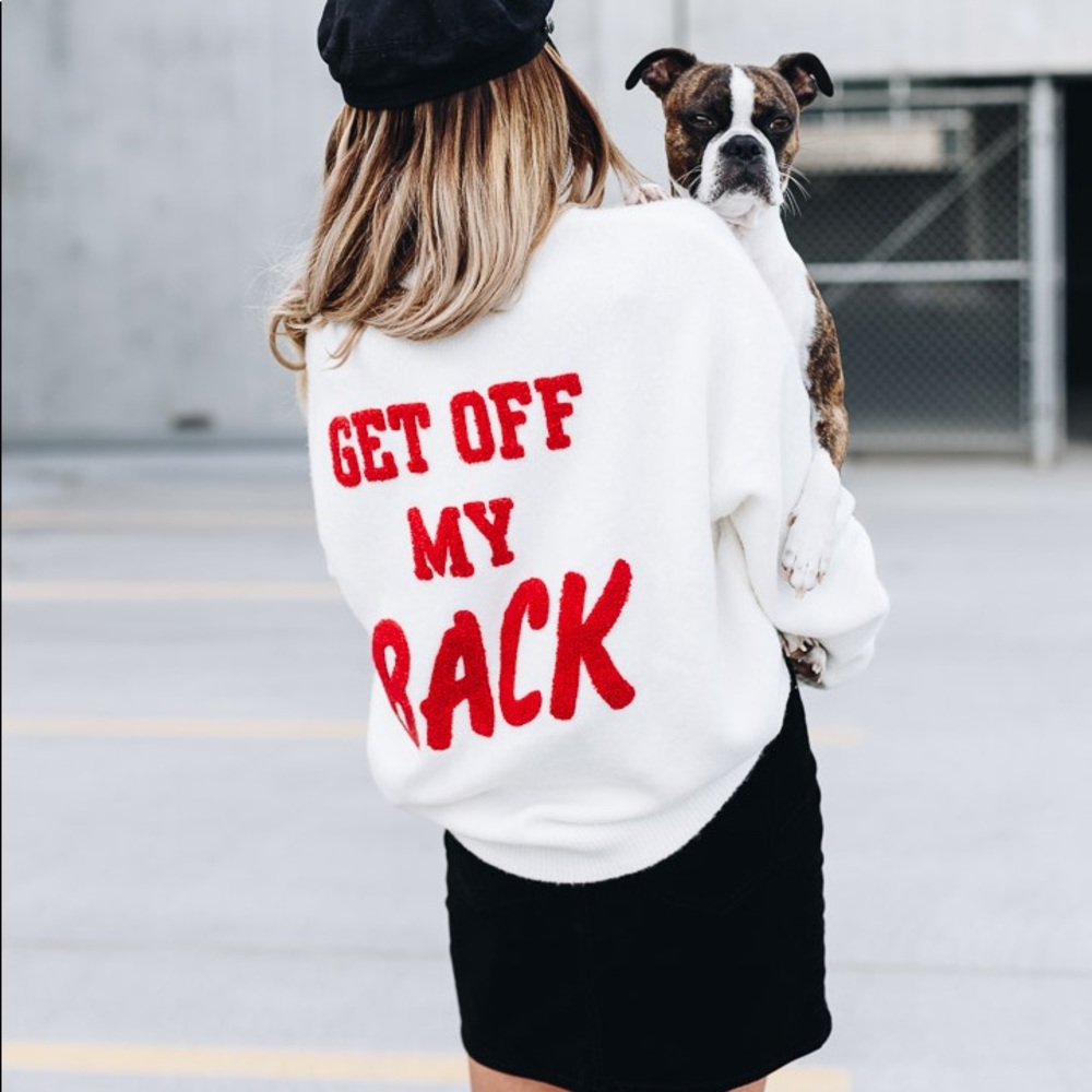 GET OFF MY BACK ❌ KNIT SWEATER WITH APPLIQUÉ