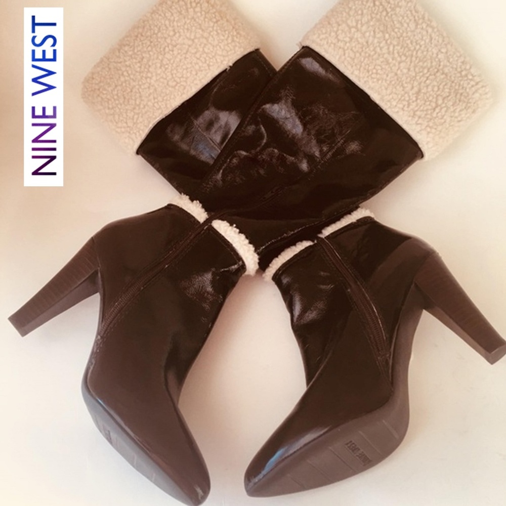 Nine West Accents 4” Leather Upper Faux Fur boots