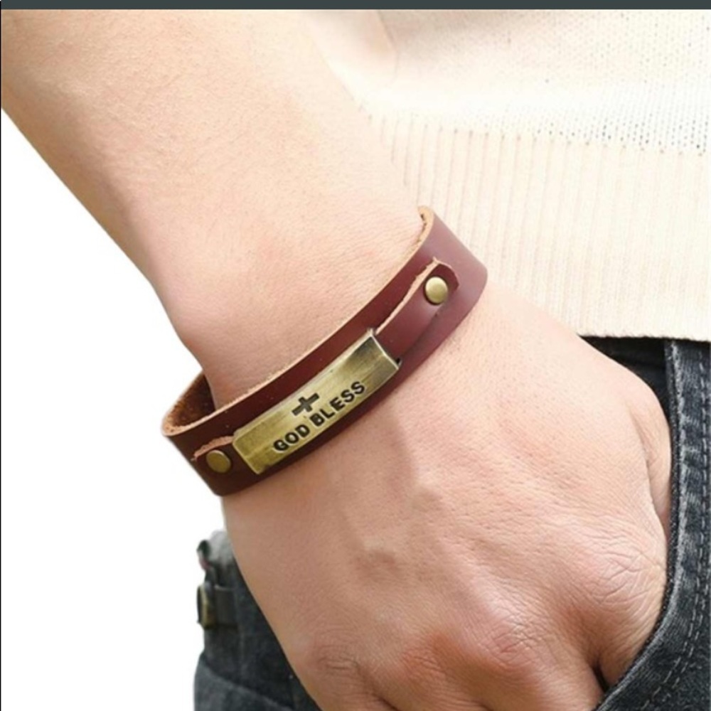 God Bless Mens Bracelet