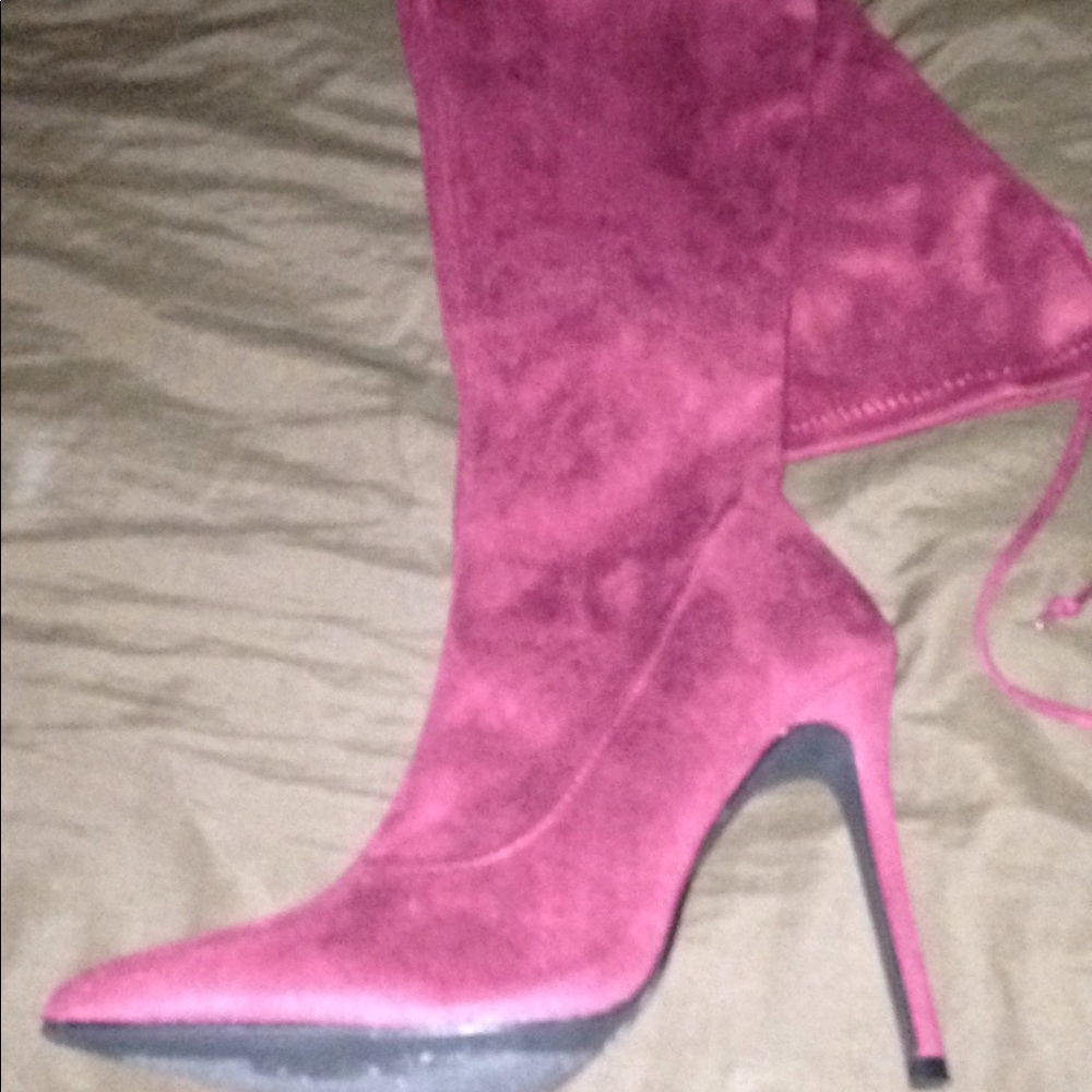 Ladies thigh high suede like boots new like