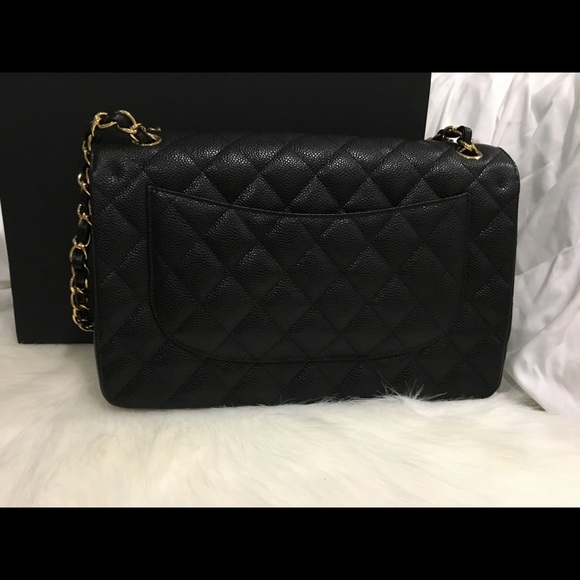 Chanel Black caviar jumbo w gold hardware - Picture 3 of 4