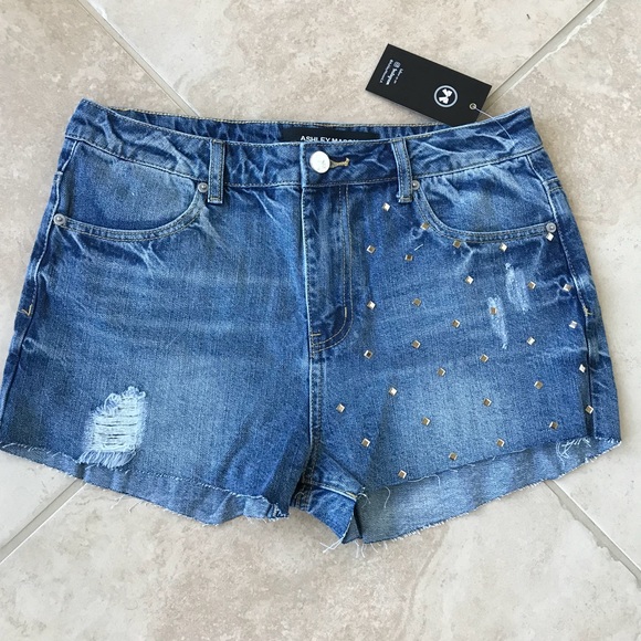 Ashley Mason juniors studded jeans Short - Picture 1 of 8