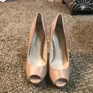 Nude peep toe heels