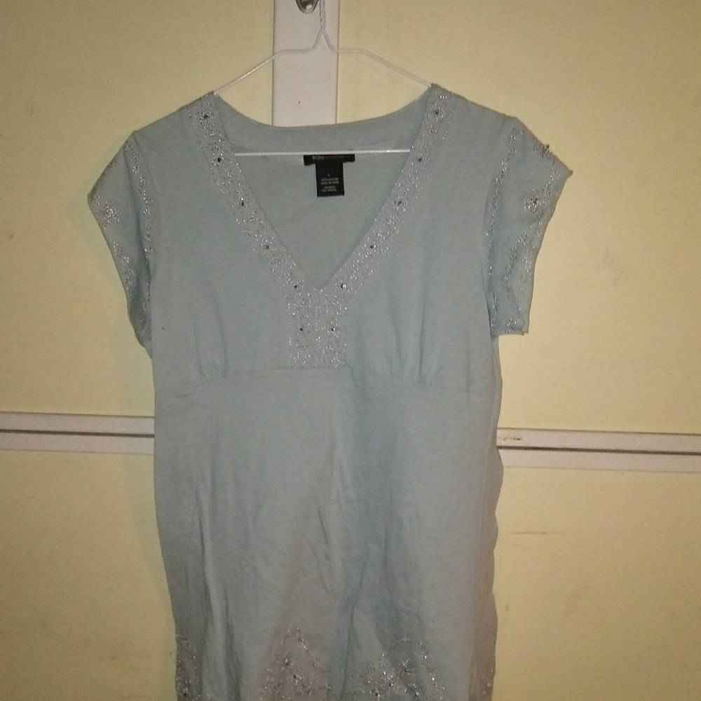 Mint top w/ crystal embelishment